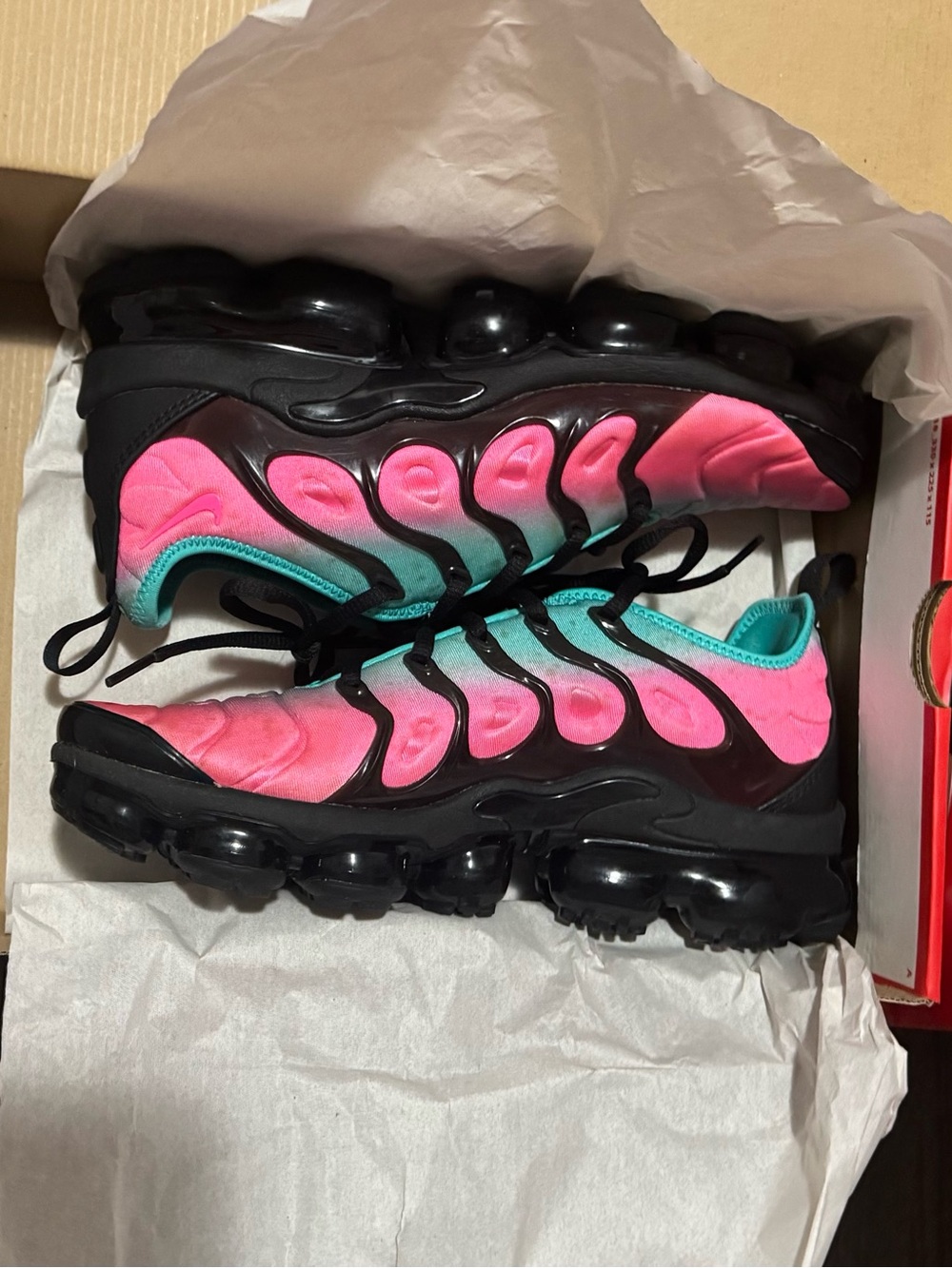 Men's Pink and Teal Athletic Sneakers with Black Sole